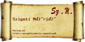 Szigeti Márió névjegykártya